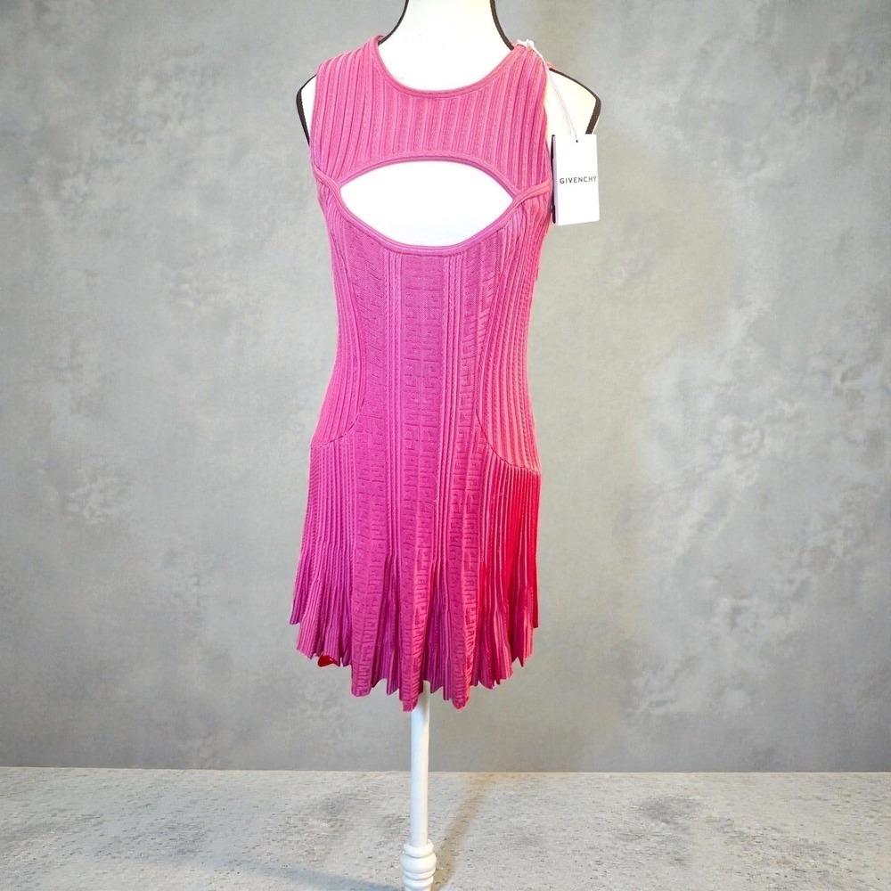 Givenchy 4G Monogram Stretch Knit Dress Pink Keyhole Italy NWT $3K Wedding Guest